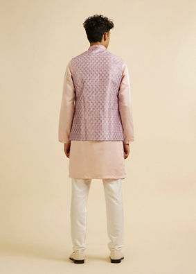 alt message - Manyavar Men Dusty Pink Buta Jaal Print Nehru Jacket image number 4